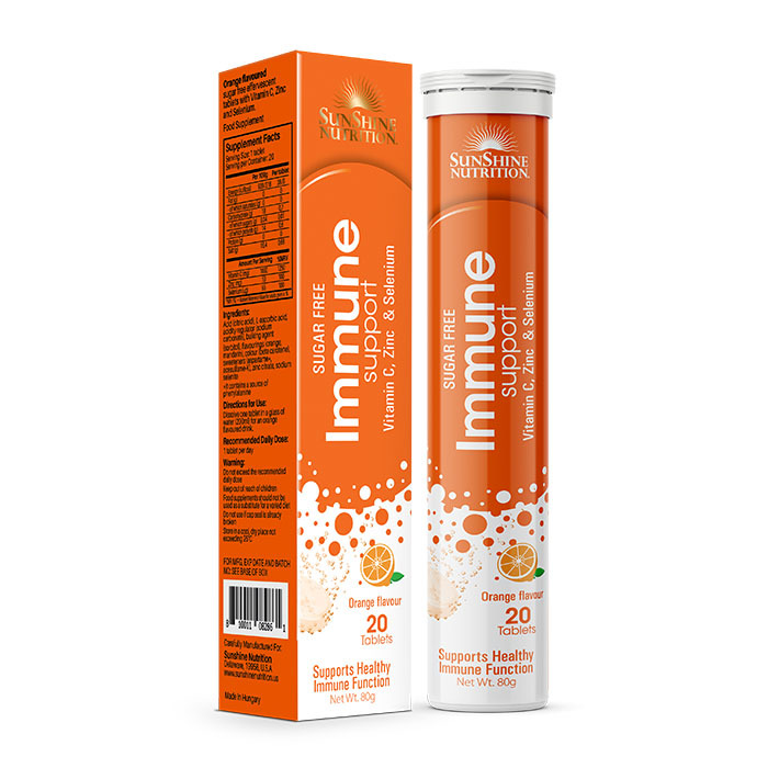Sunshine Nutrition Immune Support Orange Flavor- 20 Effervescent Tablets