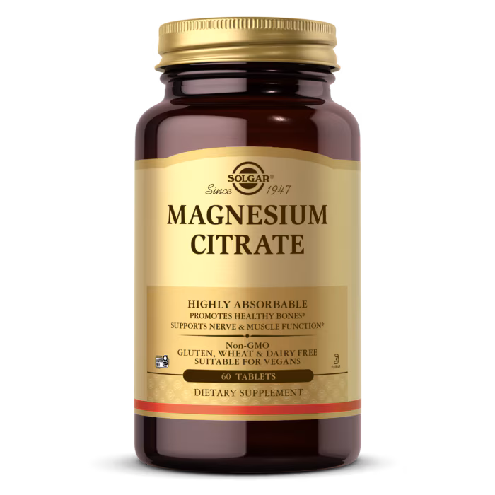 Solgar Magnesium Citrate 60 Tablets For Muscle, Nerve & Bone Support