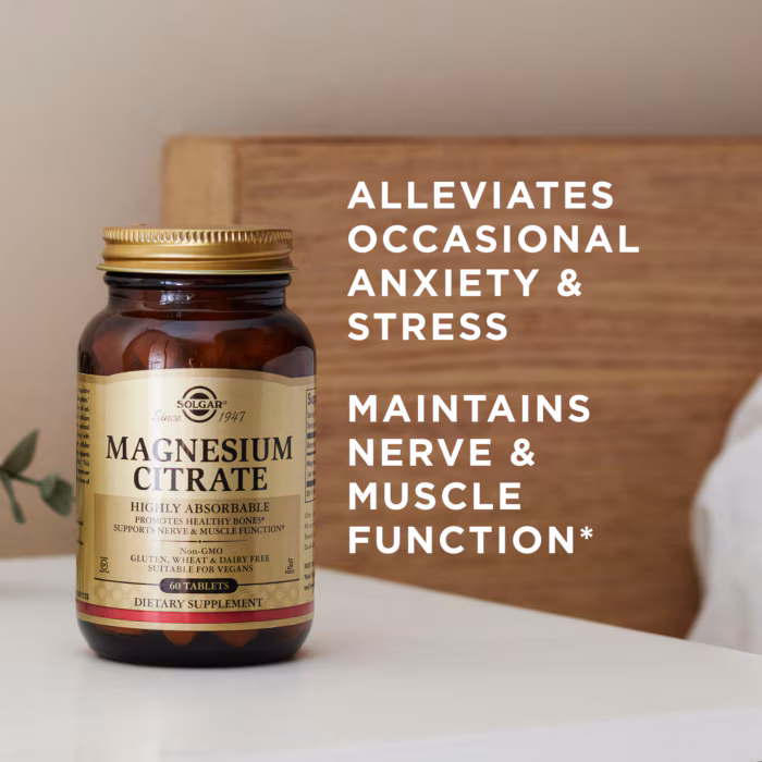 Solgar Magnesium Citrate 60 Tablets For Muscle, Nerve & Bone Support
