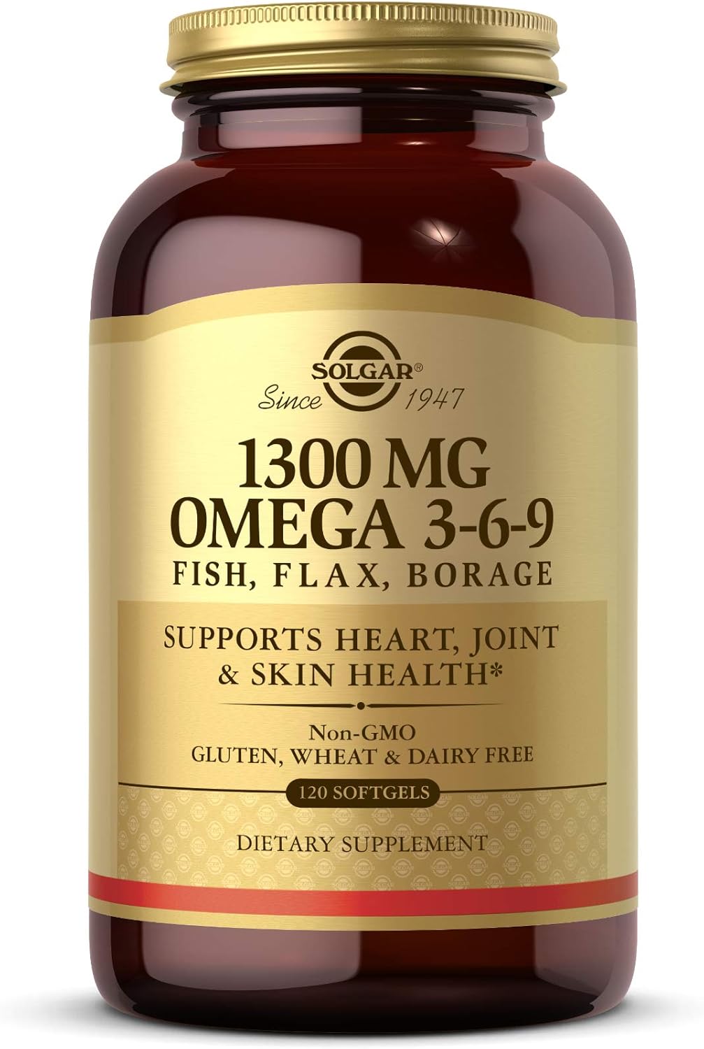 Solgar Fish, Flax & Borage Omega 3-6-9 1300mg 120 Softgels For Heart, Skin & Joint Health