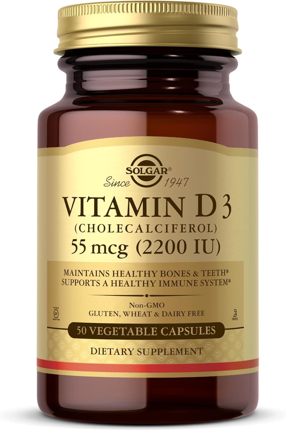 Solgar Vitamin D3 2200iu 55mcg 50 Vegetable Capsules For Bone & Immune Support