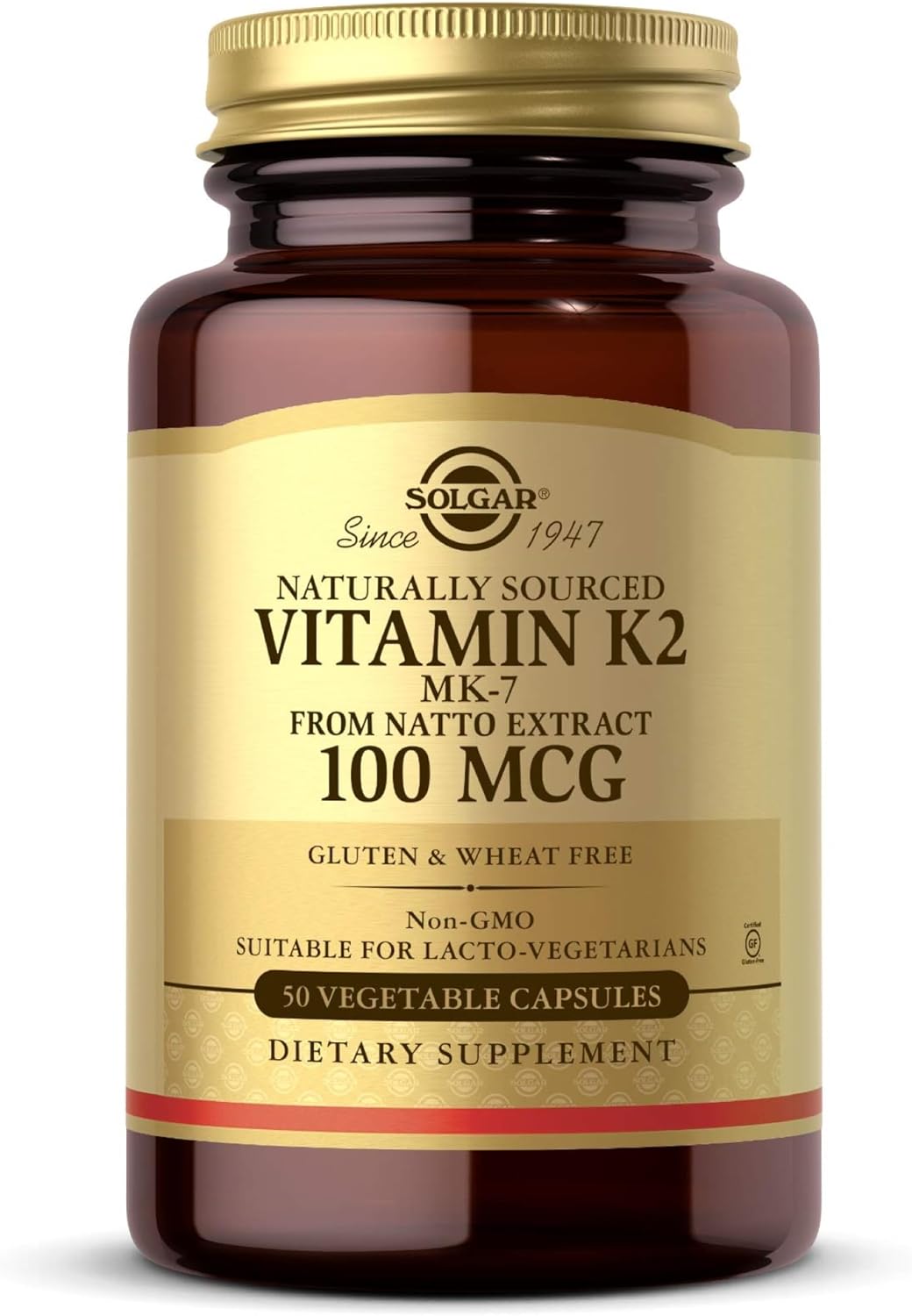 Solgar Vitamin K2 Mk-7 100mcg 50 Vegetable Capsules For Bone & Heart Health