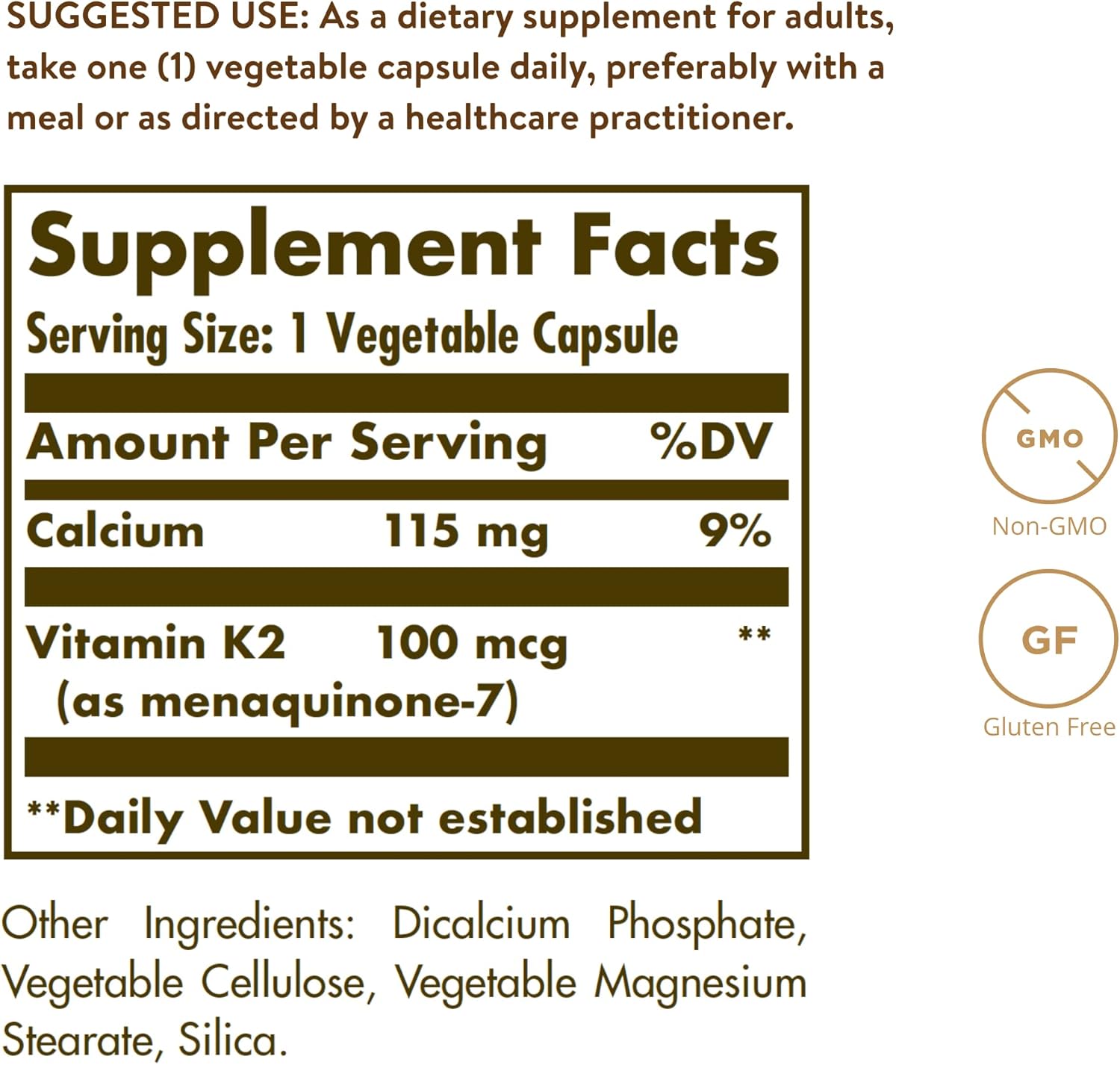 Solgar Vitamin K2 Mk-7 100mcg 50 Vegetable Capsules For Bone & Heart Health