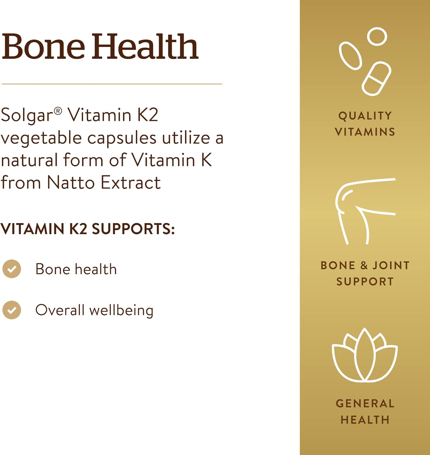 Solgar Vitamin K2 Mk-7 100mcg 50 Vegetable Capsules For Bone & Heart Health