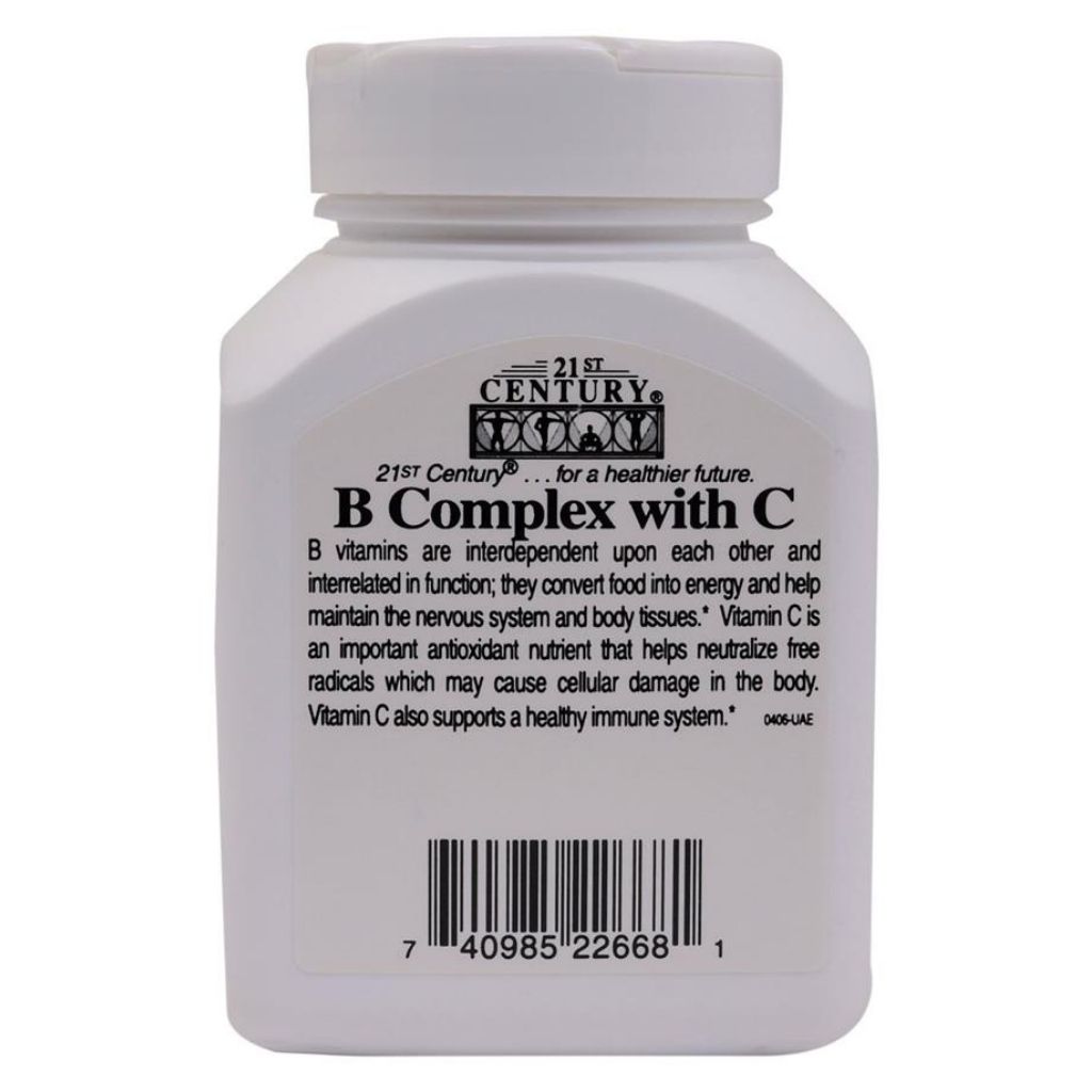 21st Century B-complex With Vitamin C Tablets For Energy & Immune Support 30's