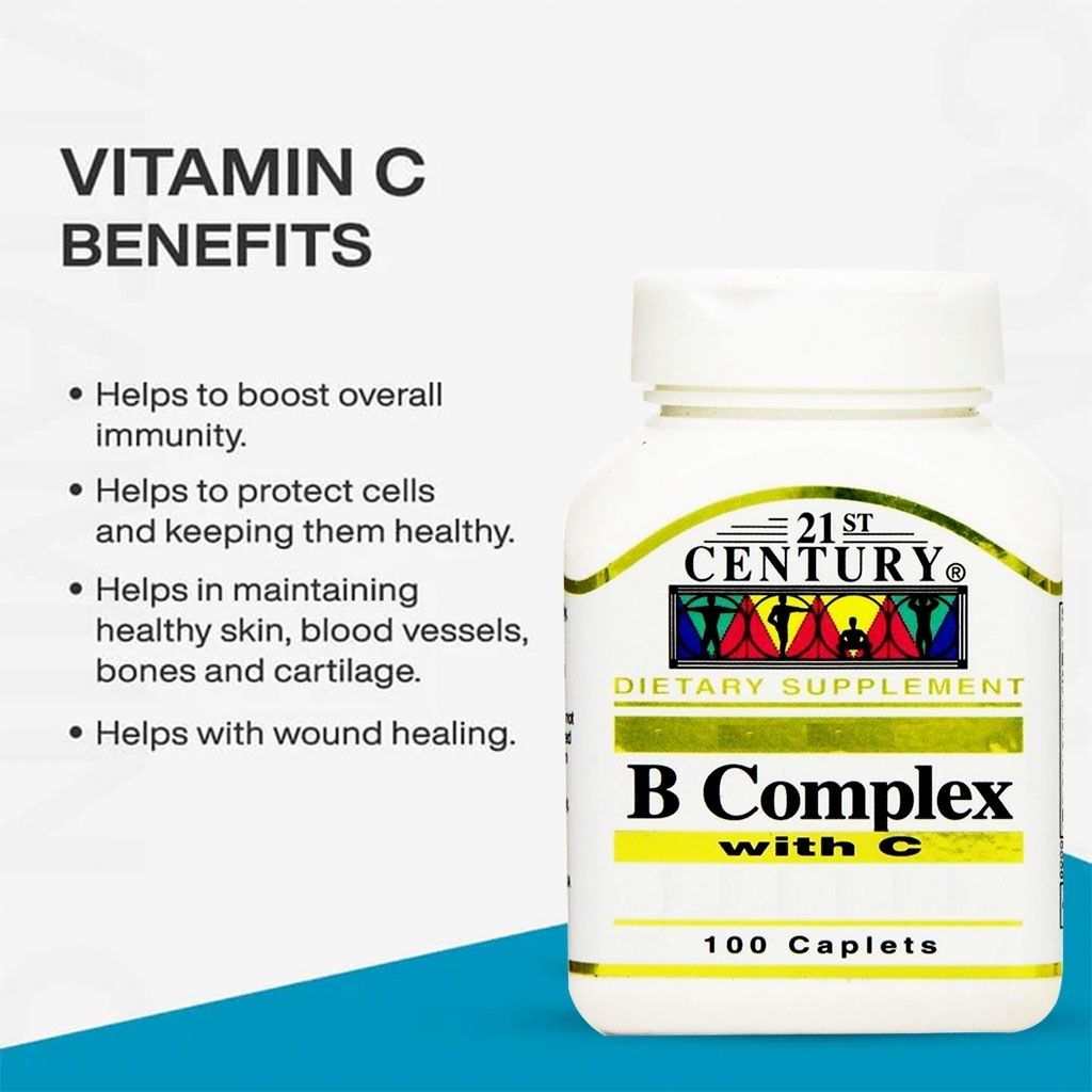 21st Century B-complex With Vitamin C Tablets For Energy & Immune Support 30's