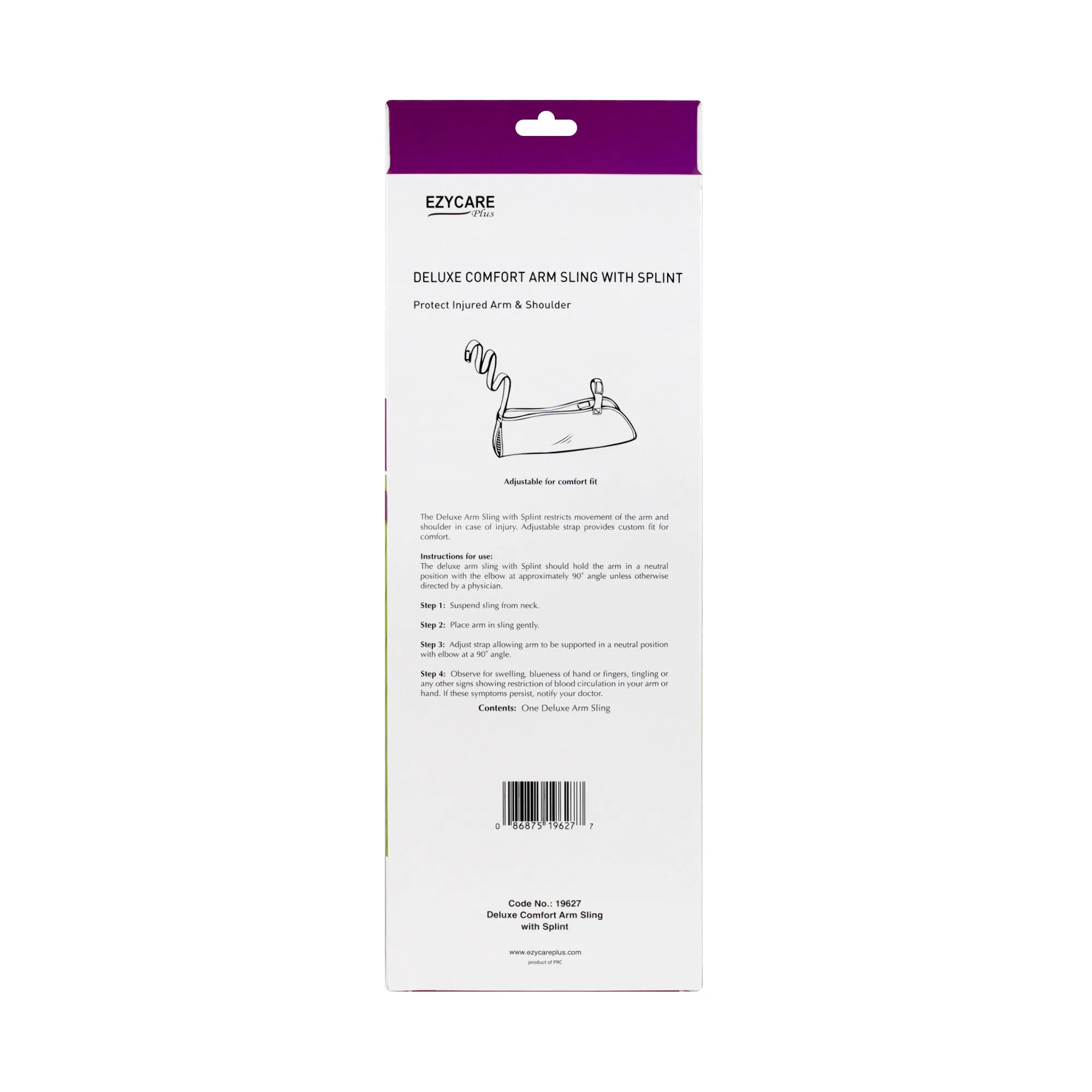 Ezycare Deluxe Arm Sling With Splint For Arm Support & Stabilisation 19627