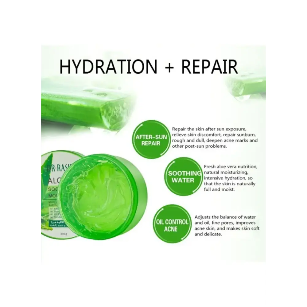 Dr. Rashel Aloe Vera Moisturizing Gel 300ml For Cooling Hydration & Skin Care