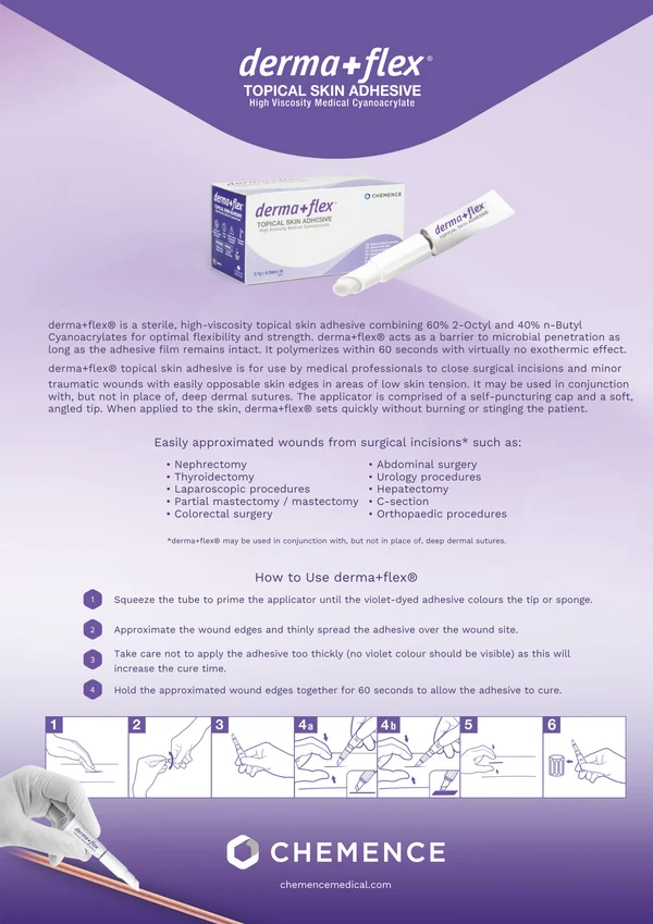 Dermaflex Topical Skin Adhesive 0.7ml - Box Of 10 For Wound Closure