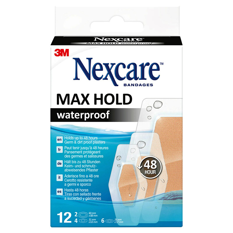 3M Nexcare Max Hold Waterproof Bandages- 12 Pack