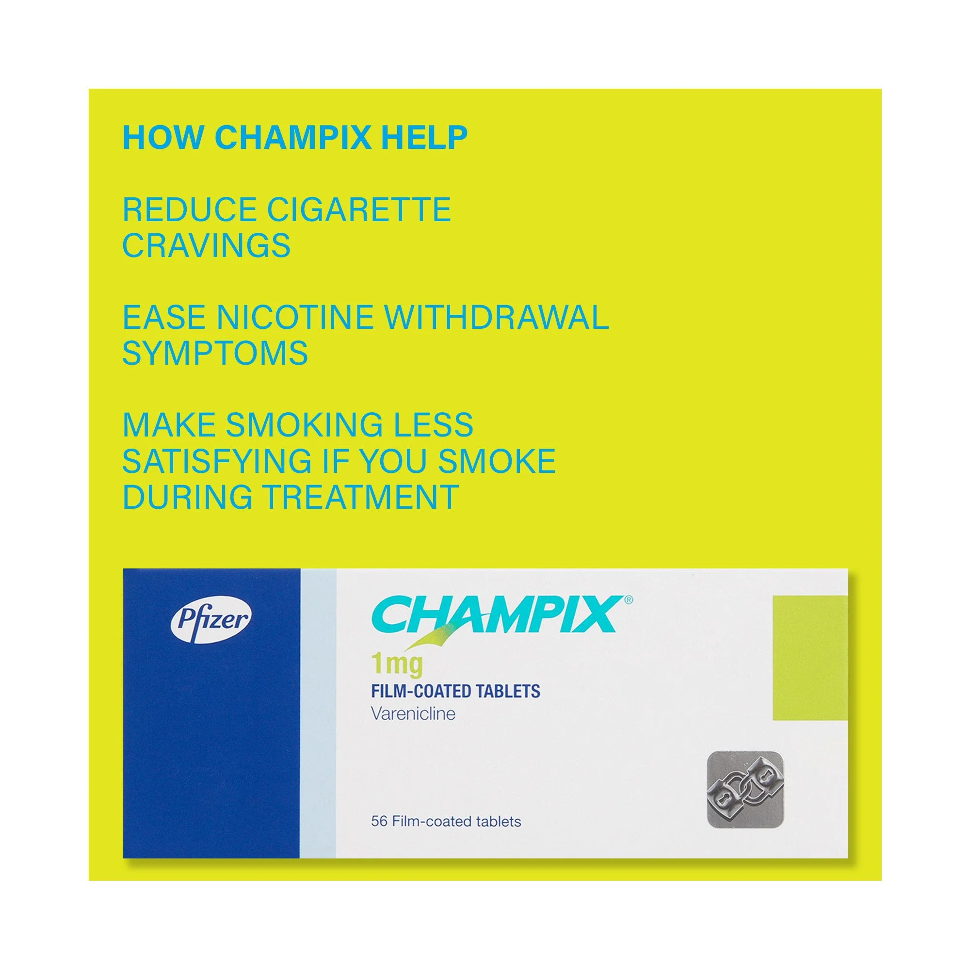 Champix Varenicline 1mg Tablets 56's – Smoking Cessation Treatment