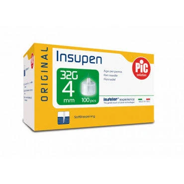 Pic Insupen Pen Needles 32g X 4mm 100's – Ultra-fine Insulin Pen Needles For Comfortable Injection