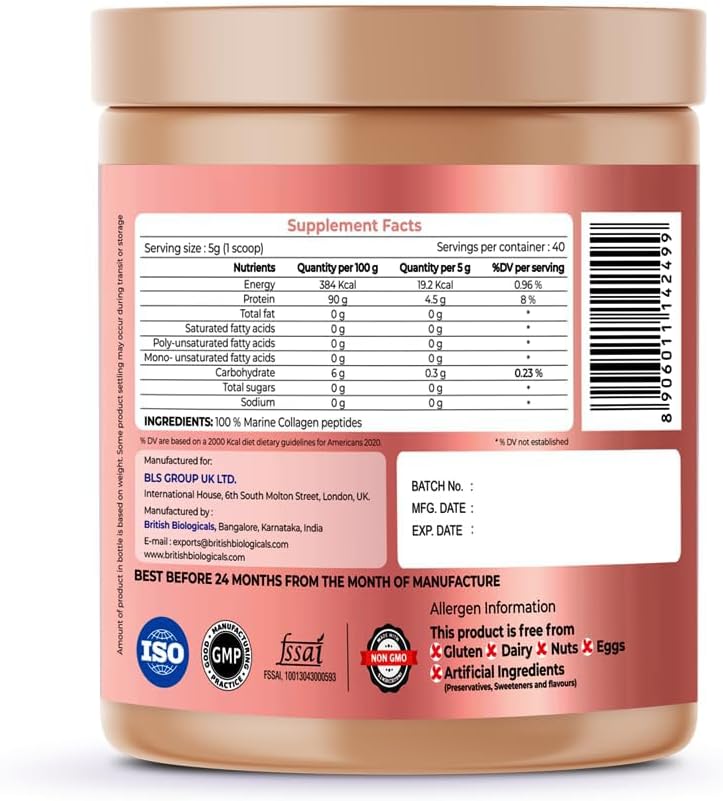 British Biologicals Marine Collagen Powder Unflavoured 200 G