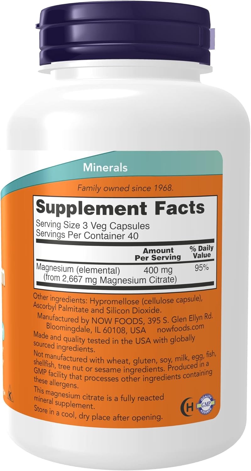 Now Magnesium Citrate Capsules 120 Vcaps