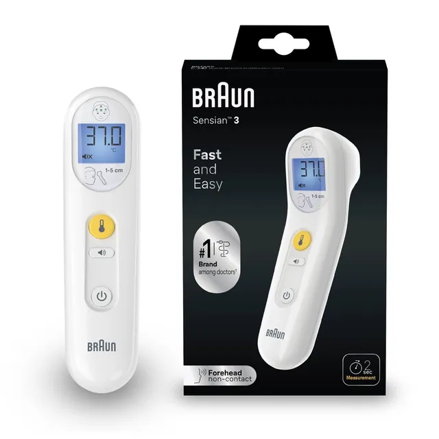 Braun Sensian 3 Non-contact Forehead Thermometer Bnt050ee White For Accurate Fever Measurement