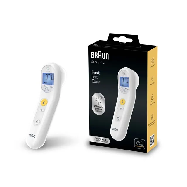 Braun Sensian 3 Non-contact Forehead Thermometer Bnt050ee White For Accurate Fever Measurement