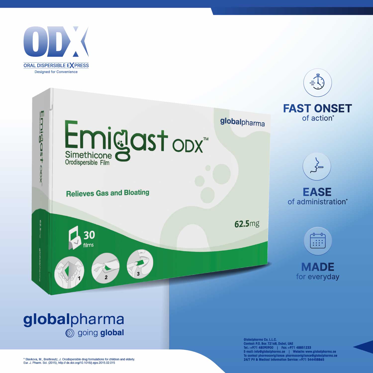 Emigast Odx Simethicone 62.5mg Orodispersible Film 30's