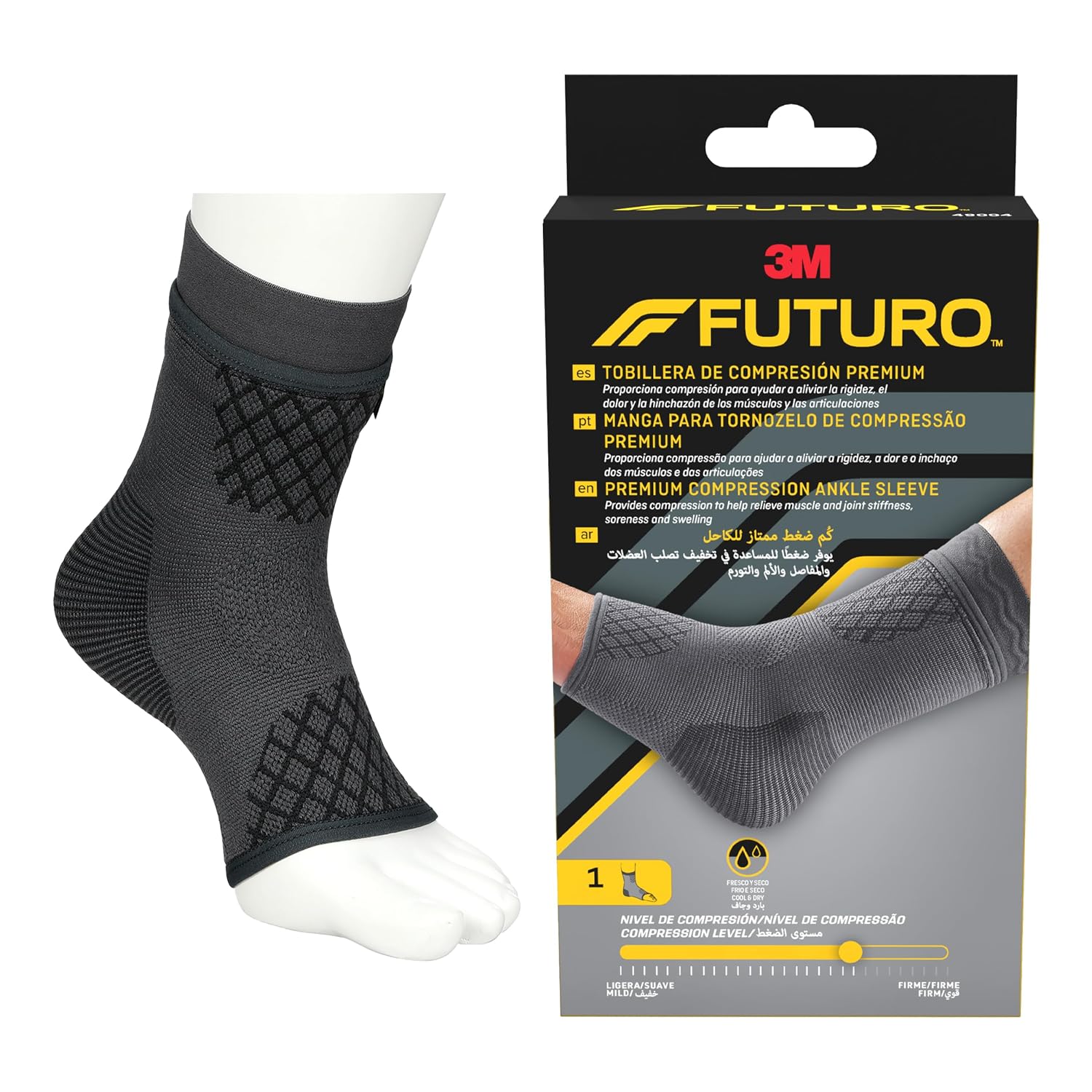 Futuro Premium Compression Ankle Sleeve Large/xl 22.8-25.4cm For Ankle Support