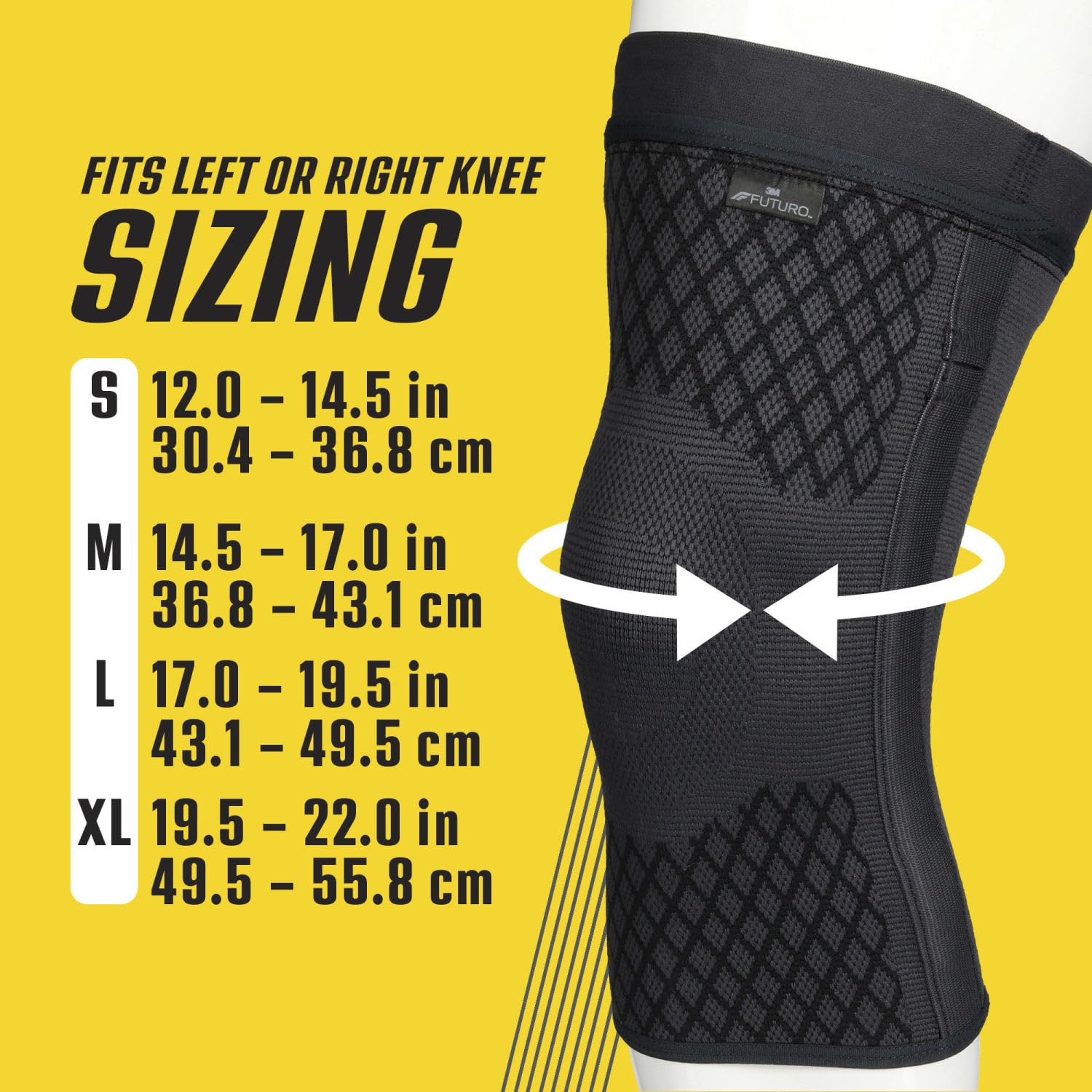 Futuro Premium Compression Knee Sleeve With Stabilizers Large 43.1-49.5cm For Knee Support