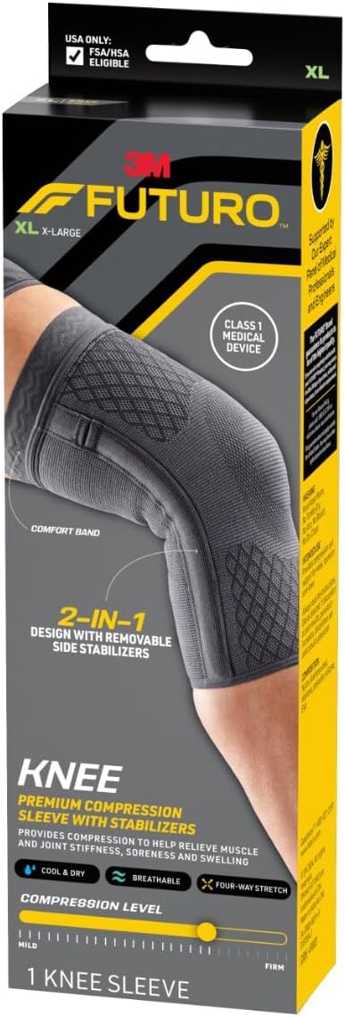 Futuro Premium Compression Knee Sleeve With Stabilizers Xl 49.5-55.8cm For Knee Support