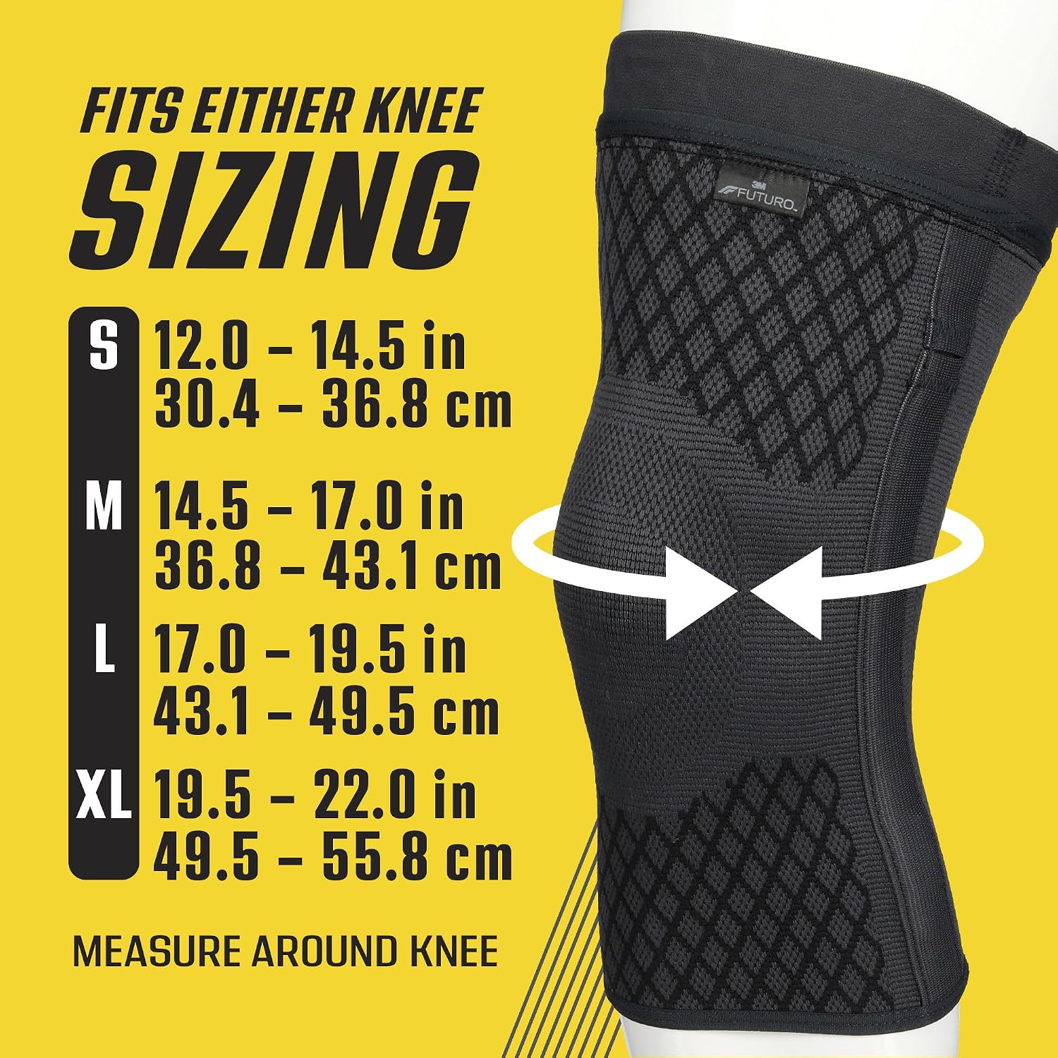 Futuro Premium Compression Knee Sleeve With Stabilizers Xl 49.5-55.8cm For Knee Support