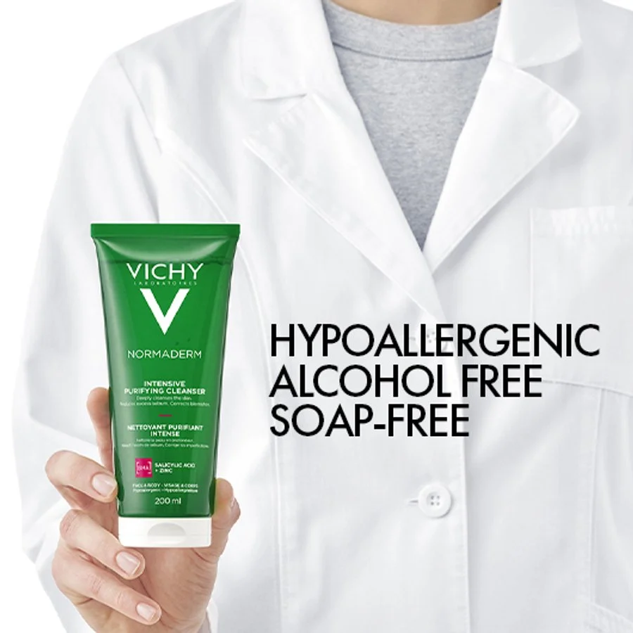 Vichy Normaderm Phytosolution Intensive Purifying Gel 200ml – Reduces Excess Oil & Cleanses Blemish-prone Skin