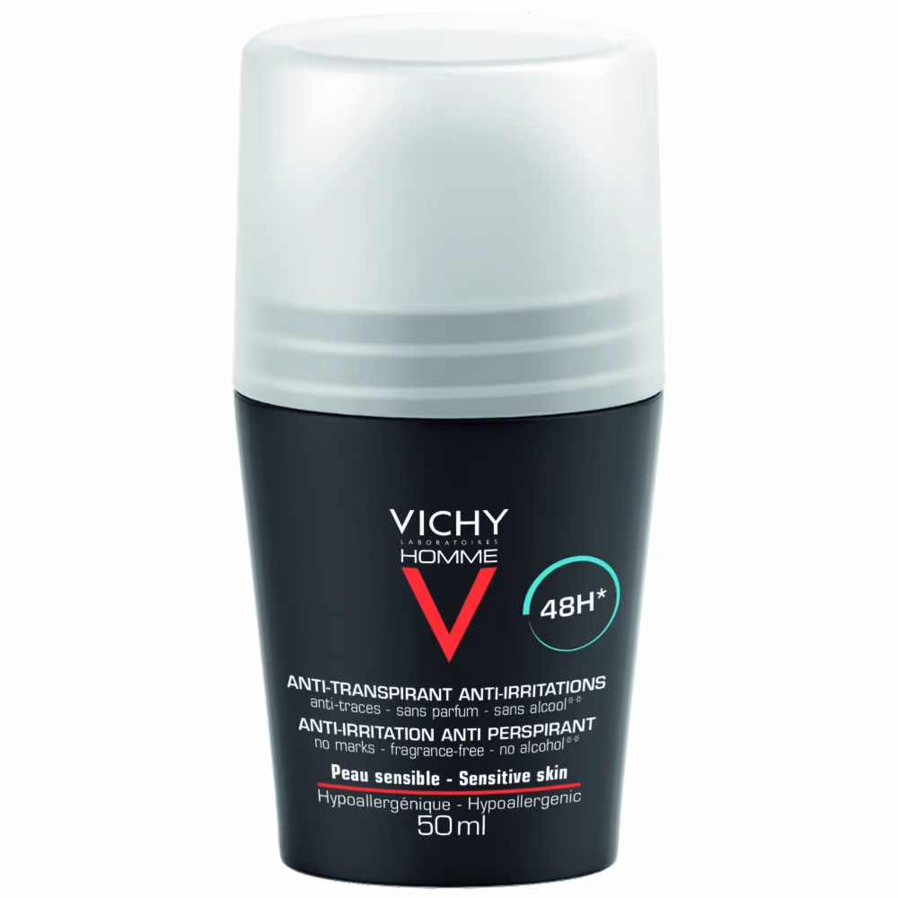Vichy Homme 48h Anti-perspirant Roll-on 50ml For Black & White Mark Protection