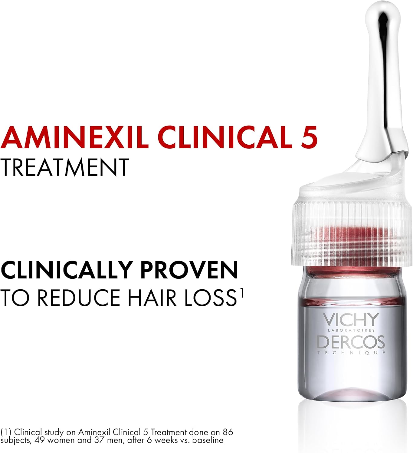 Vichy Dercos Aminexil Clinical 5 Women Anti-hair Loss Treatment 6ml X 21 Monodoses – Helps Reduce Hair Loss