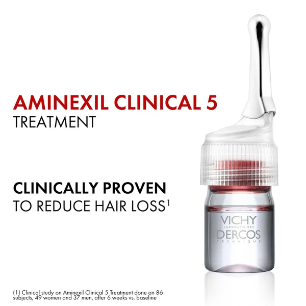 Vichy Dercos Aminexil Clinical 5 Men Anti-hair Loss Treatment 6ml X 21 Monodoses – Helps Reduce Hair Loss