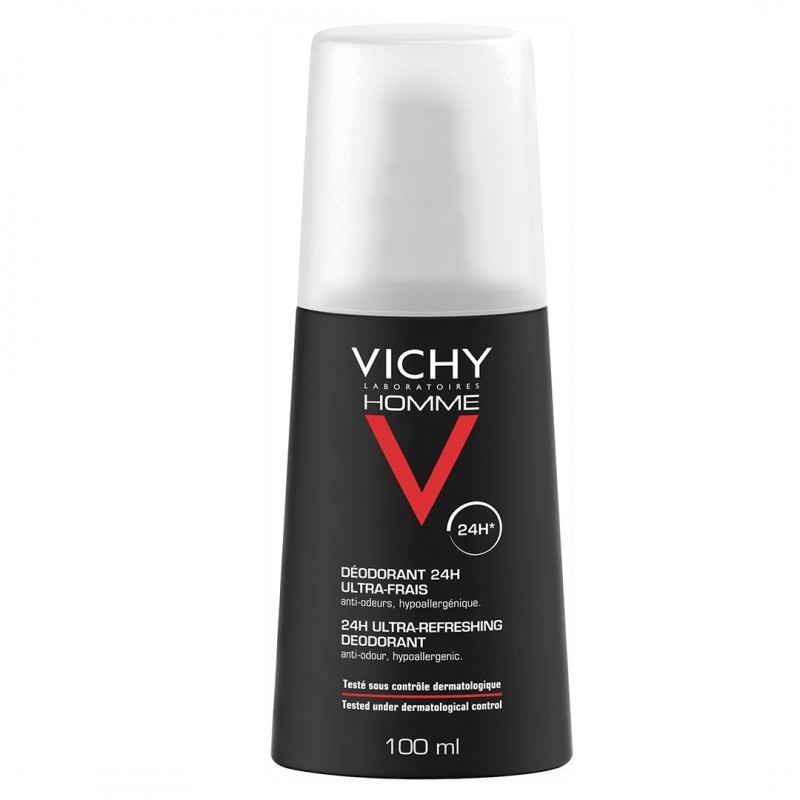 Vichy Homme Ultra-fresh 24h Deodorant Spray 100ml – Long-lasting Odour Protection & Freshness