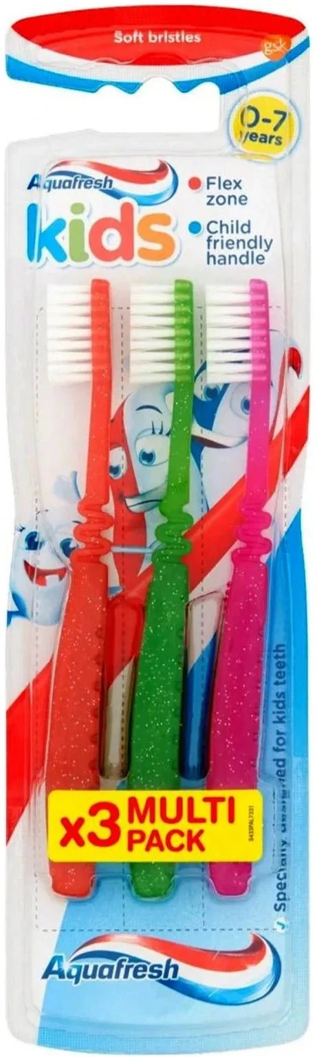 Aquafresh Kids Toothbrush Triple Pack Soft, 0–7 Years