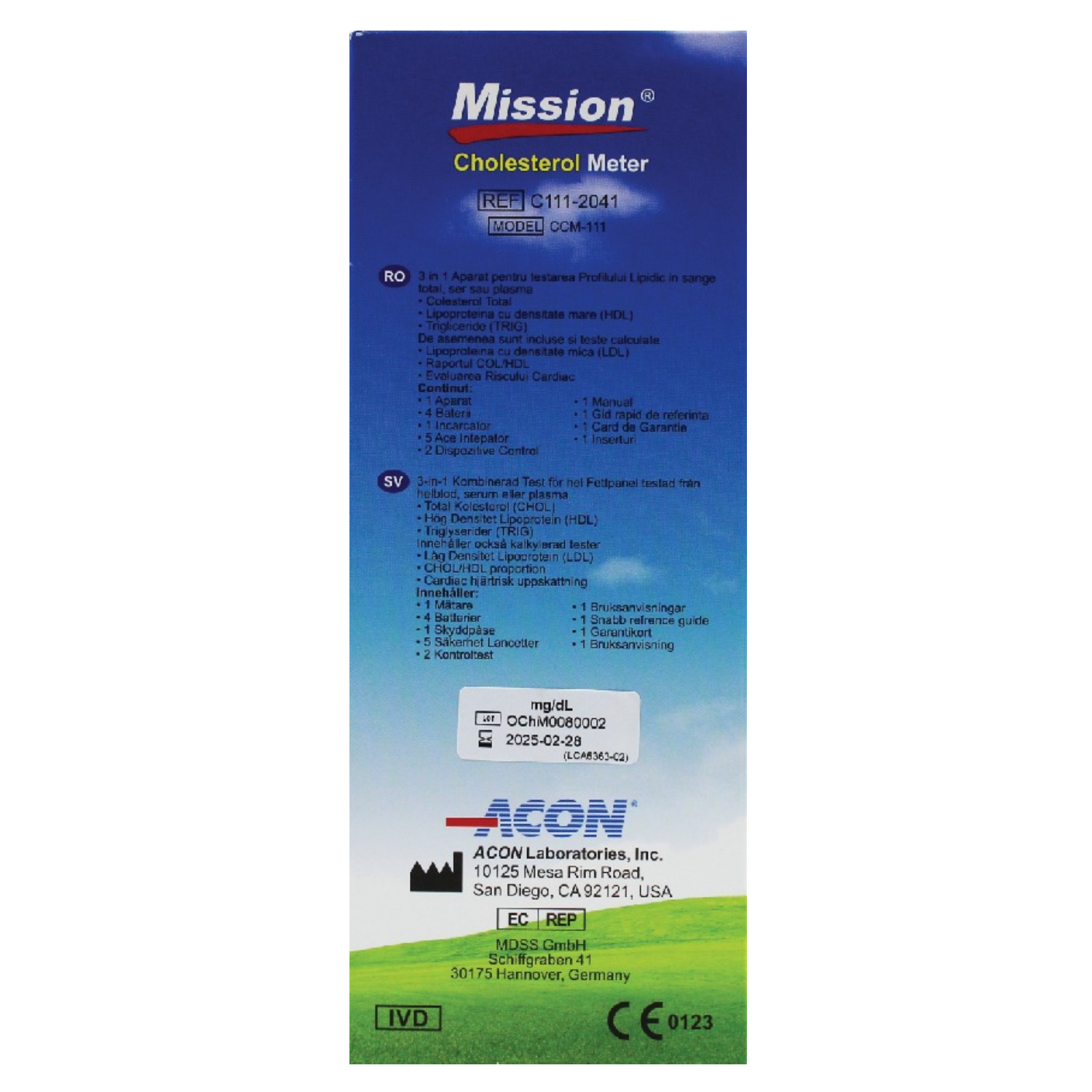 Mission 3-in-1 Lipid Profile Cholesterol Test Device For Home Testing