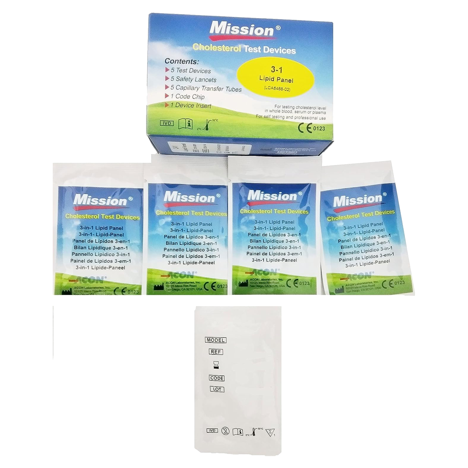 Mission 3-in-1 Total Cholesterol Test Strips For Home Testing 5's