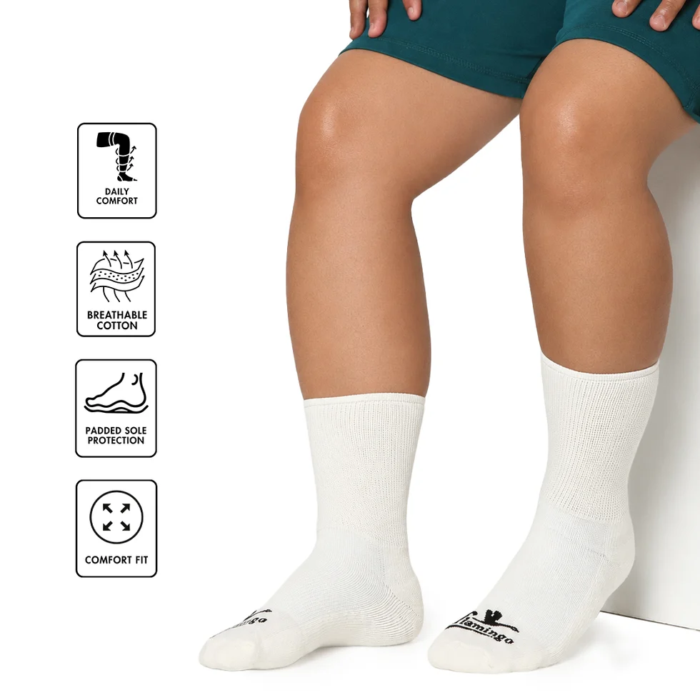 Flamingo Diabetic Socks Off White For Comfortable Diabetic Foot Care