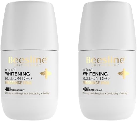 Beesline Whitening Roll-on Deodorant 48h Fragrance Free 2 X 50ml (1+1 Free) – Brightening, Sweat & Odour Protection For Sensitive Underarms