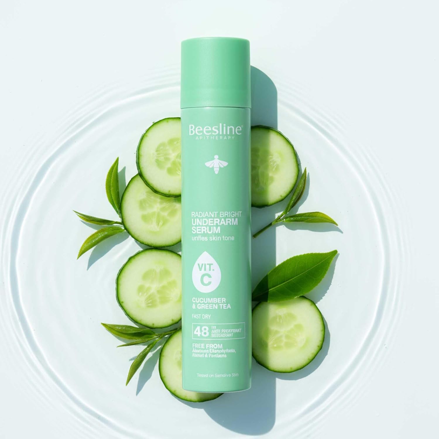 Beesline Radiant Bright Underarm Serum Cucumber & Green Tea 2 X 150ml (1+1 Free) – 48h Sweat Protection & Underarm Brightening