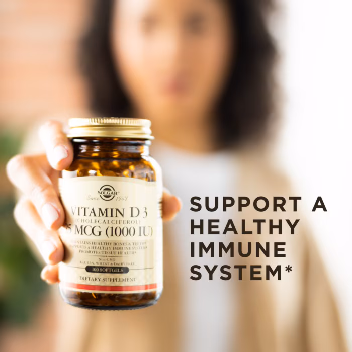Solgar Vitamin D3 1000iu 25mcg 100 Softgels For Bone & Immune Support