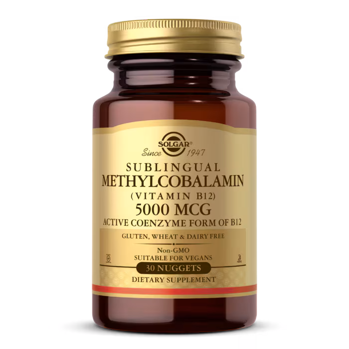 Solgar Sublingual Methylcobalamin Vitamin B12 5000mcg 30 Nuggets For Energy & Nerve Support