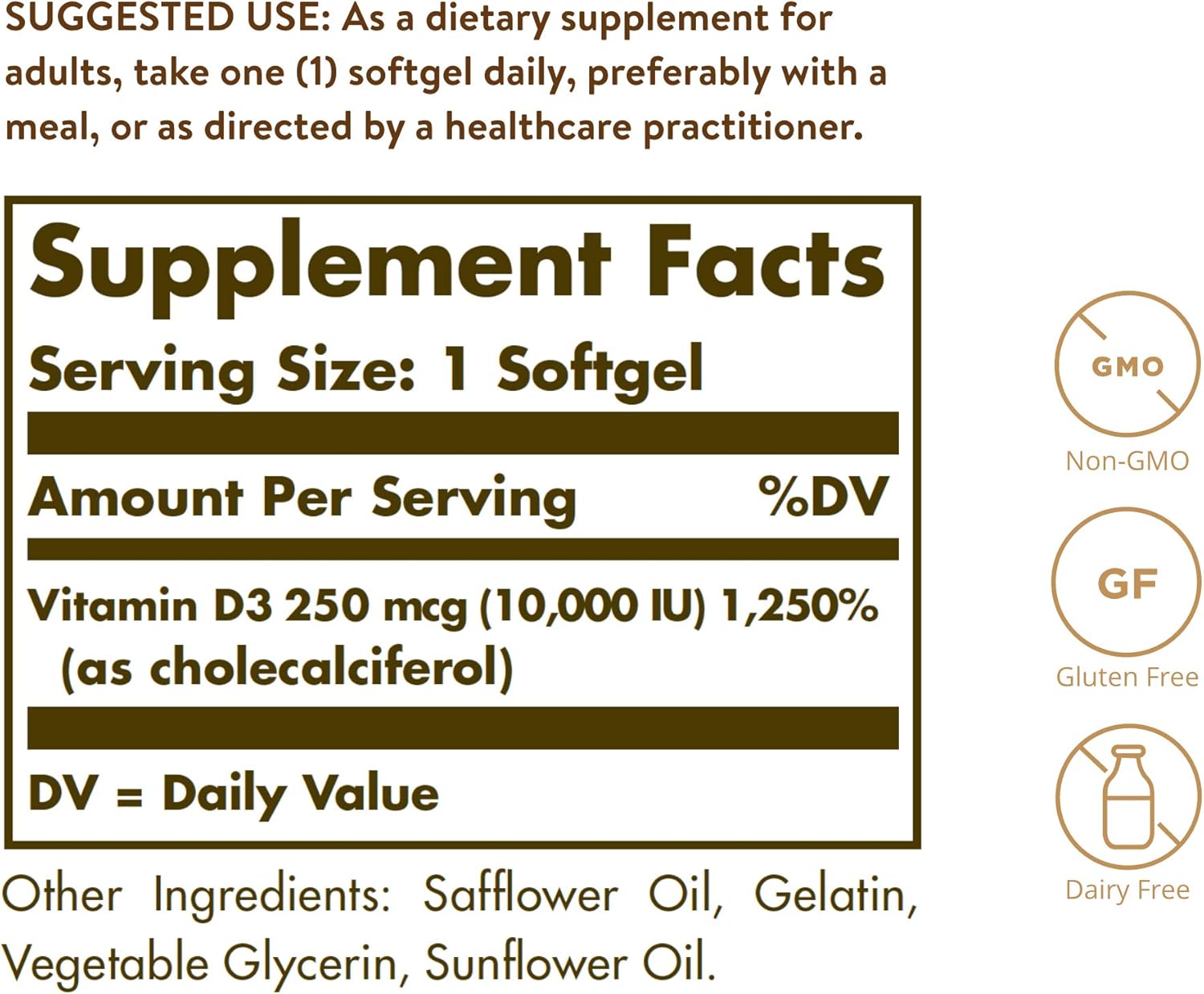 Solgar Vit D3 10000 Iu Cholecalciferol Softgels 120s (35872)