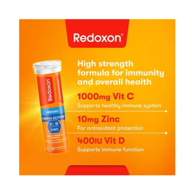 Redoxon Triple Action Effervescent Tablets 15's For Immune System Support