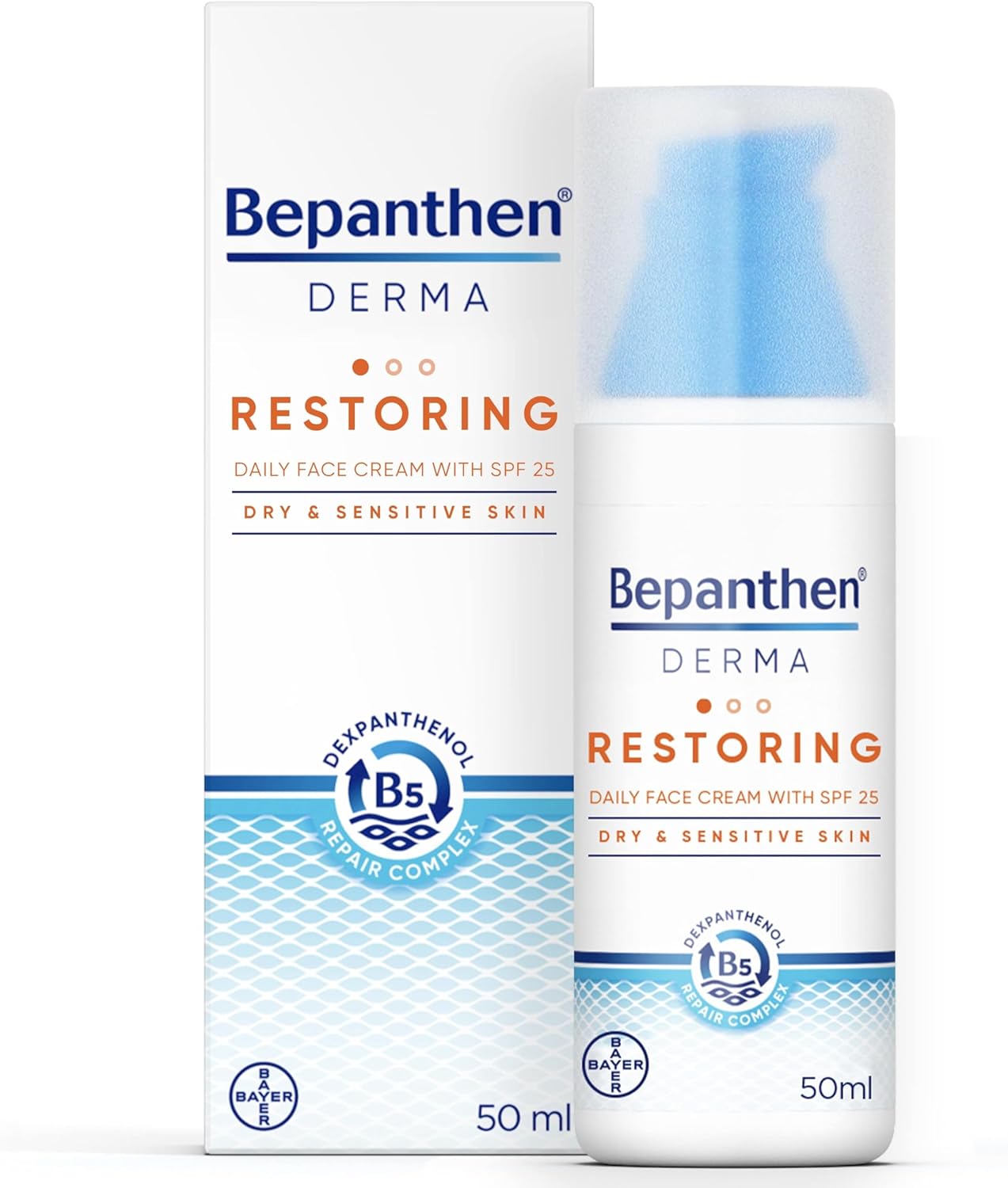 Bepanthen Derma Restoring Face Cream Spf 25 50ml For Daily Hydration & Sun Protection