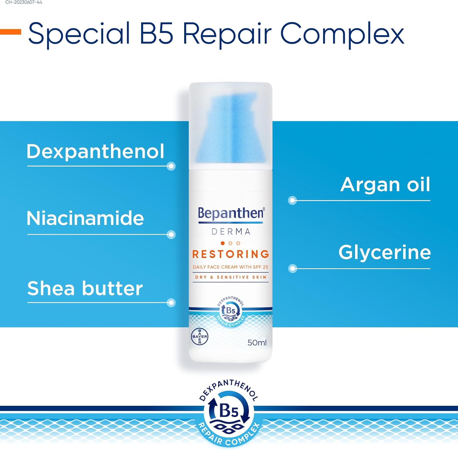 Bepanthen Derma Restoring Face Cream Spf 25 50ml For Daily Hydration & Sun Protection