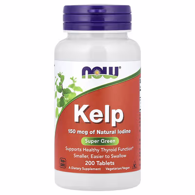 Now Kelp 150mcg 200 Tablets – Natural Iodine & Thyroid Health Support