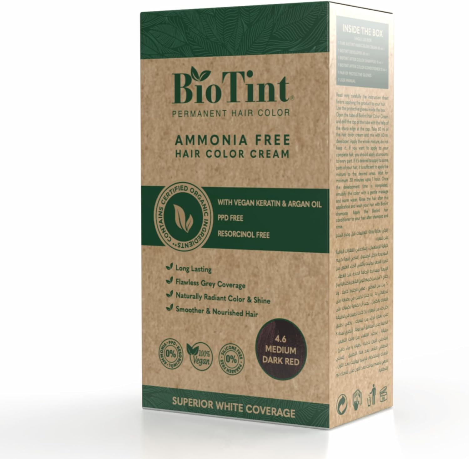 Biotint Permanent Hair Color 4.6 Medium Dark Red Single Pack (191108)