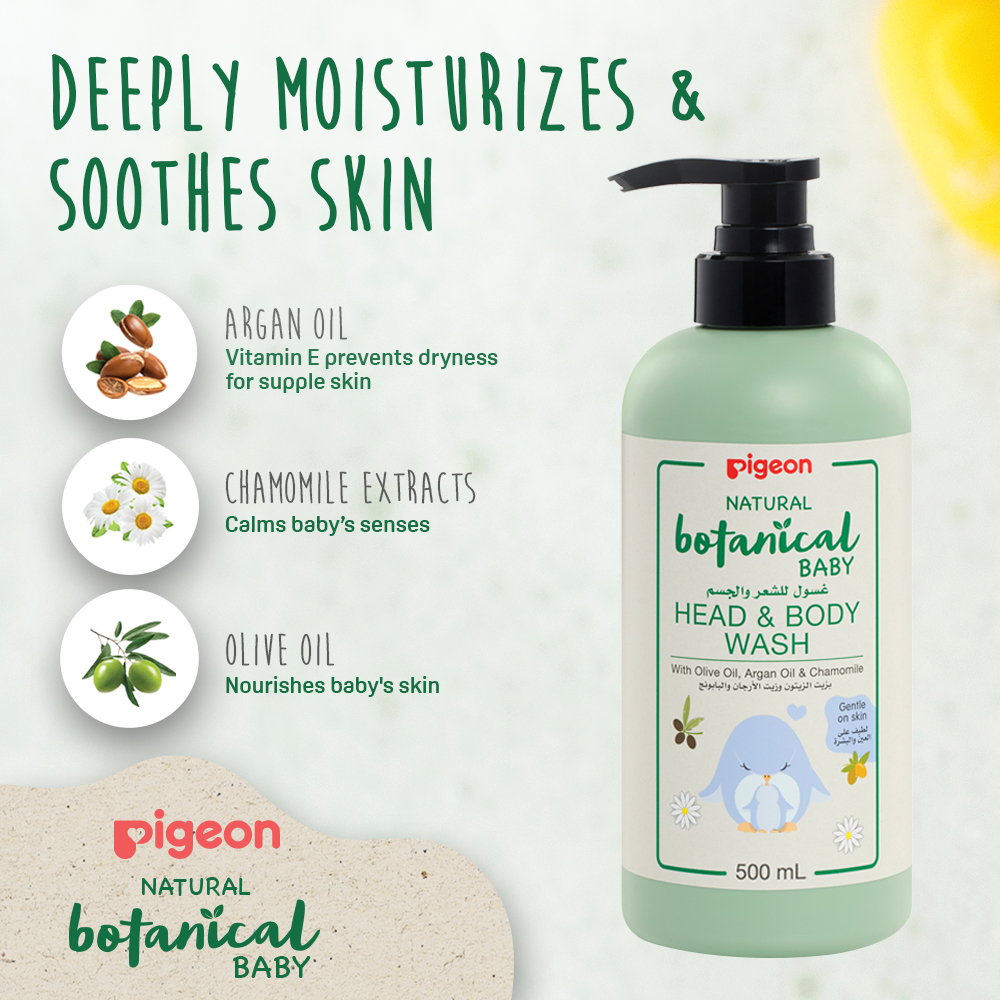 Pigeon Natural Botanical Baby Head & Body Wash 500 Ml