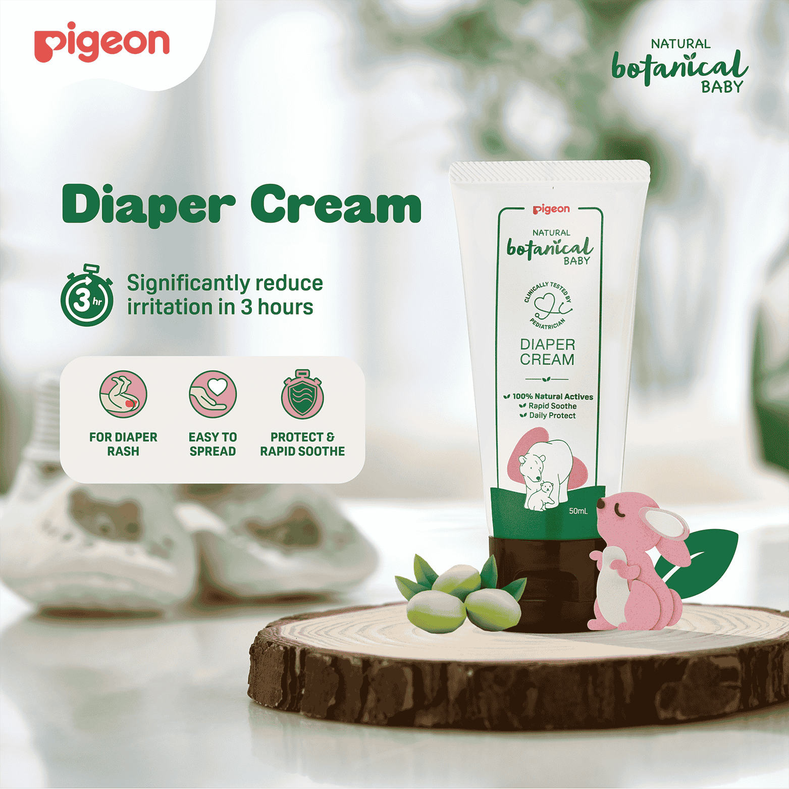Pigeon Natural Botanical Baby Diaper Cream For Nappy Rash Protection 50ml