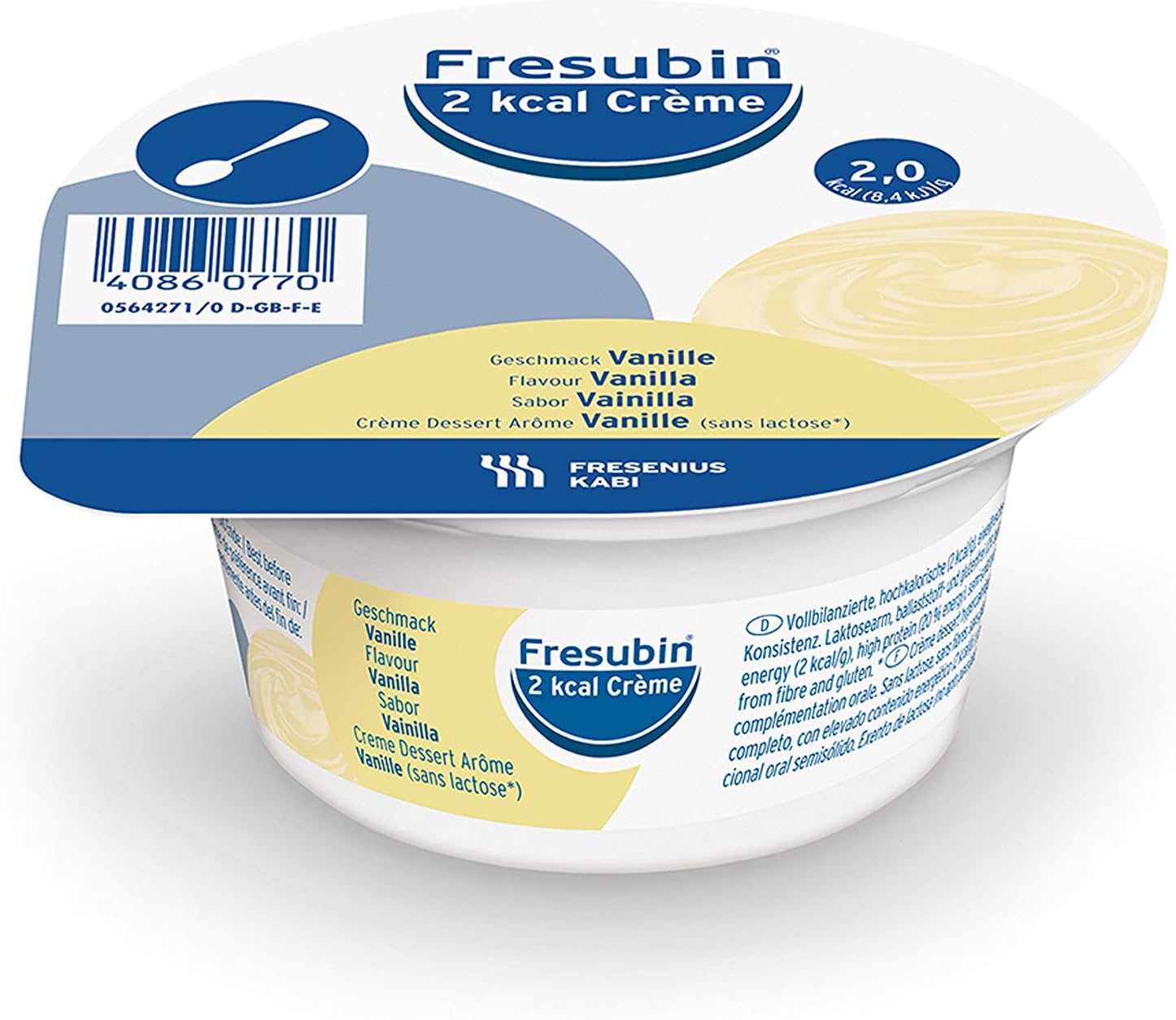 Fresubin 2kcal Creme Vanilla 125g | High Energy High Protein Dessert-Style Nutritional Supplement