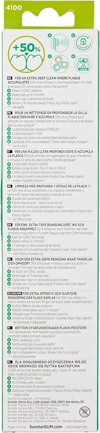 Butler Gum Sonic Battery Toothbrush White (4100w)