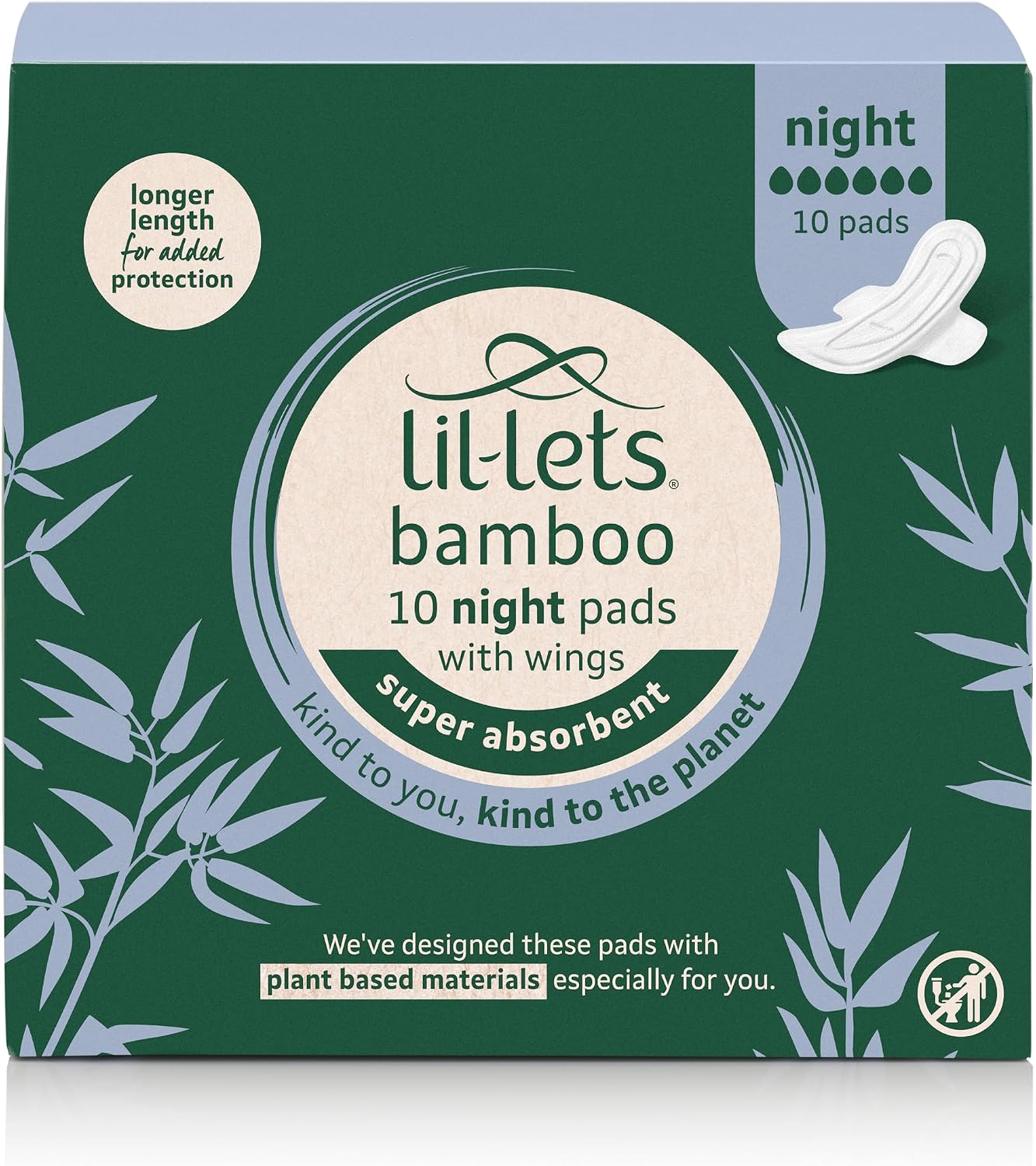 Lil-lets Bamboo Night Pads 10's – Overnight Sustainable Period Protection