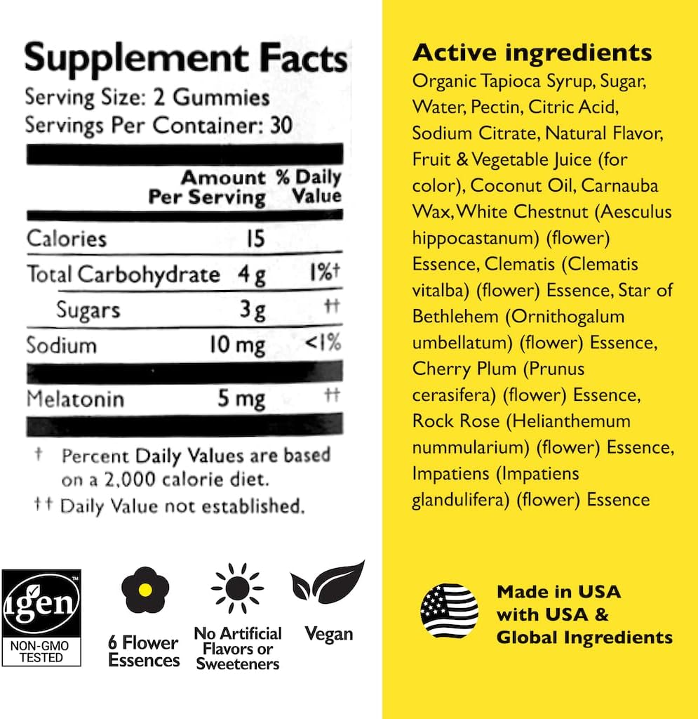 Bach Rescue Plus Sleep Melatonin 5mg Per Serving Strawberry 60 Gummies – Healthy Sleep Cycle Support
